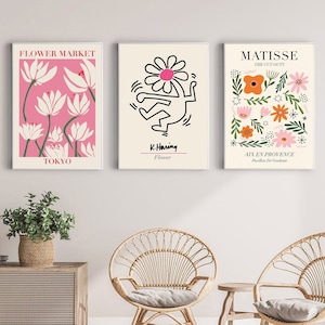 Set Of 3 Prints, Matisse Print, Matisse Cutout, Flower Market Print, Flower Market Poster, Set of Three Wall Art, Gallery Wall Bundle