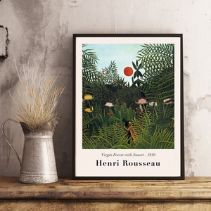 Henri Rousseau Print, Henri Rousseau  Printable, Henri Rousseau Poster, Henri Rousseau Virgin Forest with Sunset, Henri Rousseau Canvas Art