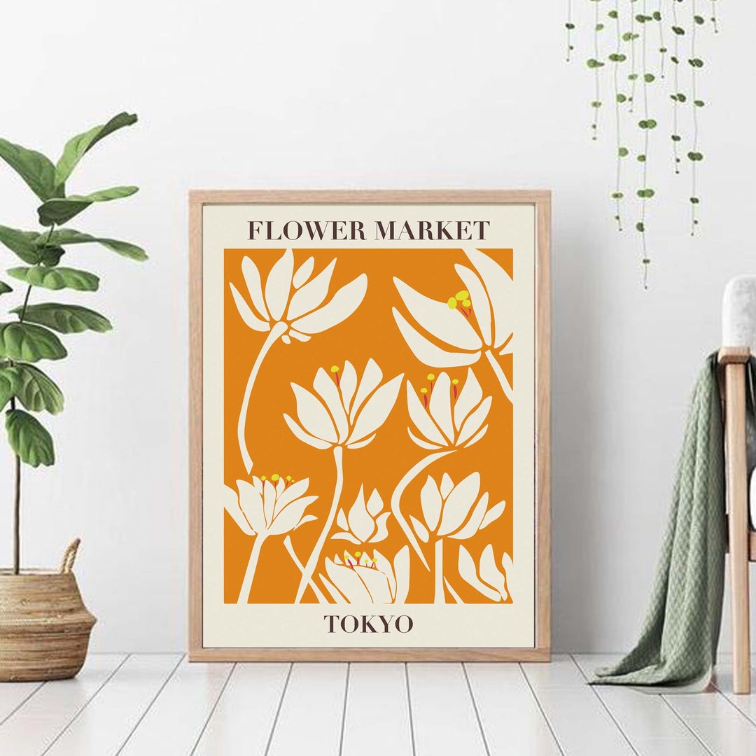 Flower Market Print Orange, Flower Shop Sign, Florist Gift, Flower Shop