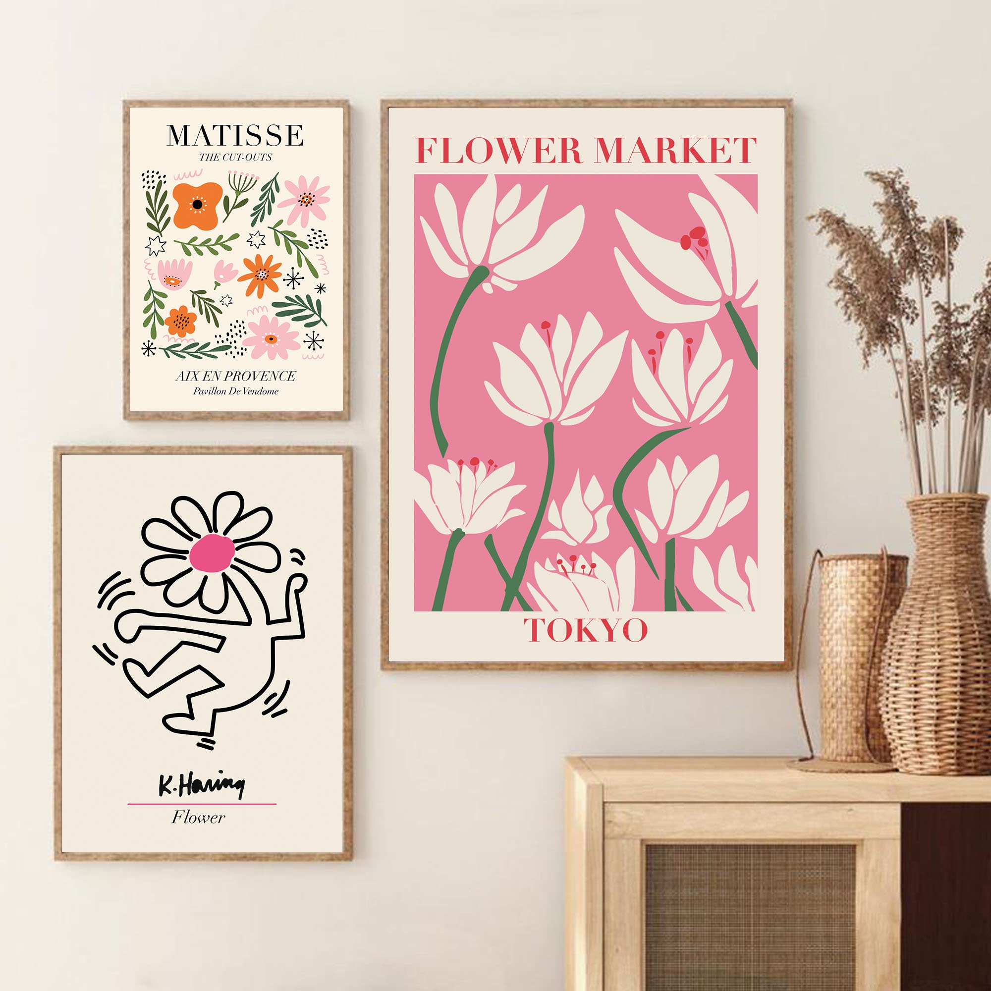 Set of 3 Prints, Matisse Bundle Art, Etsy Flower Gallery Set Flower Cutout, Print, - of Matisse Wall Poster, Print, Market Wall Market Three
