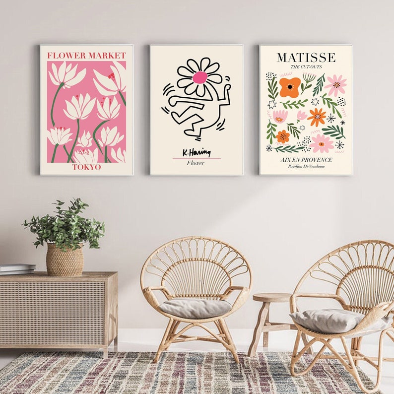 Set Of 3 Prints Matisse Print Matisse Cutout Flower Market image 1