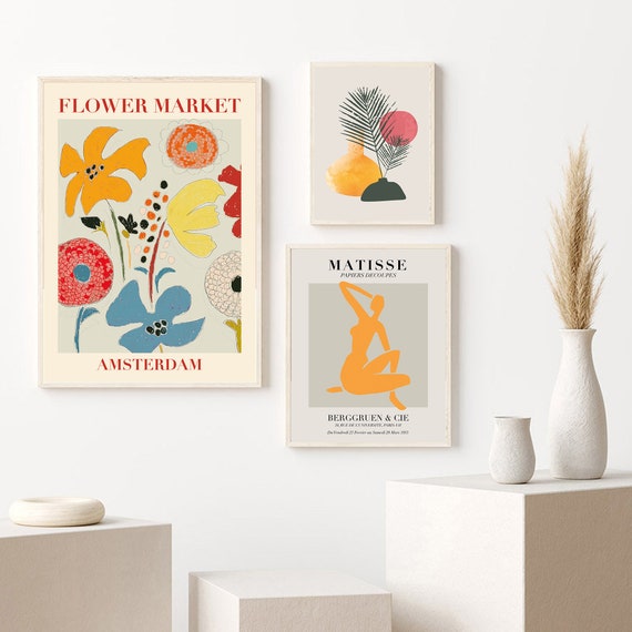 Set of 3 Prints, Set of Three Wall Art, Gallery Wall Bundle, Matisse Woman  Print, Matisse Cutout, Botanical Print, Flower Market Print Set - Etsy UK