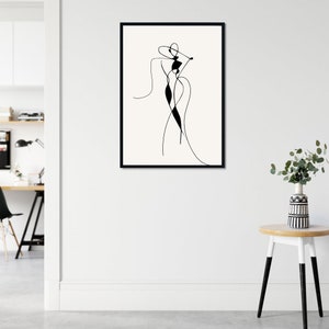 Woman Line Art Line Drawing Art Poster Black Beige Home - Etsy