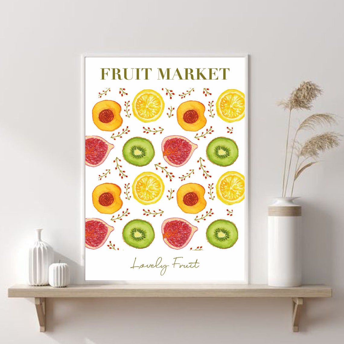 Fruit Market Print Fruit Market Poster Fruit Plant Art Etsy