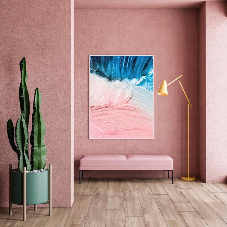 Textured Wall Art Abstract Art Pink Blue Wall Decor Wall Etsy