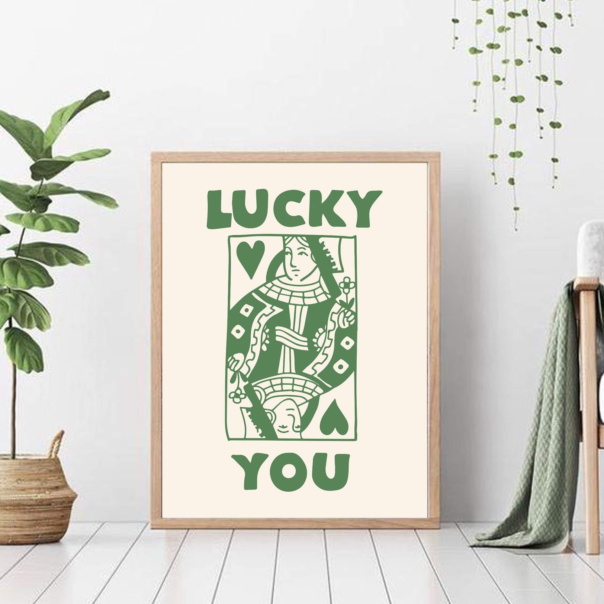 Lucky You Poster Green Etsy