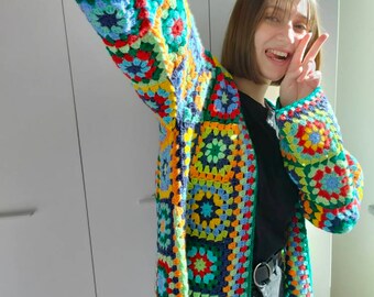Granny Square Cardigan / Boho Patchwork 