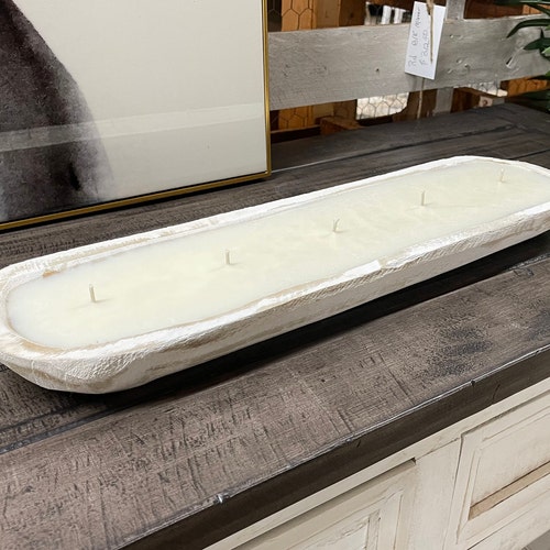 Large Wooden Dough Bowl Candle Wooden Bread Bowl Rustic Etsy