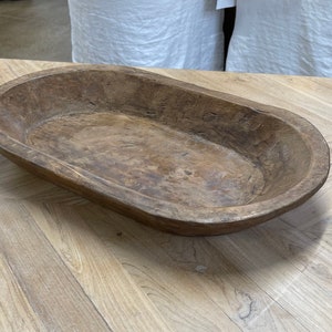 Large Primitive Carved Wooden Dough Bowl 22”x12” Centerpiece