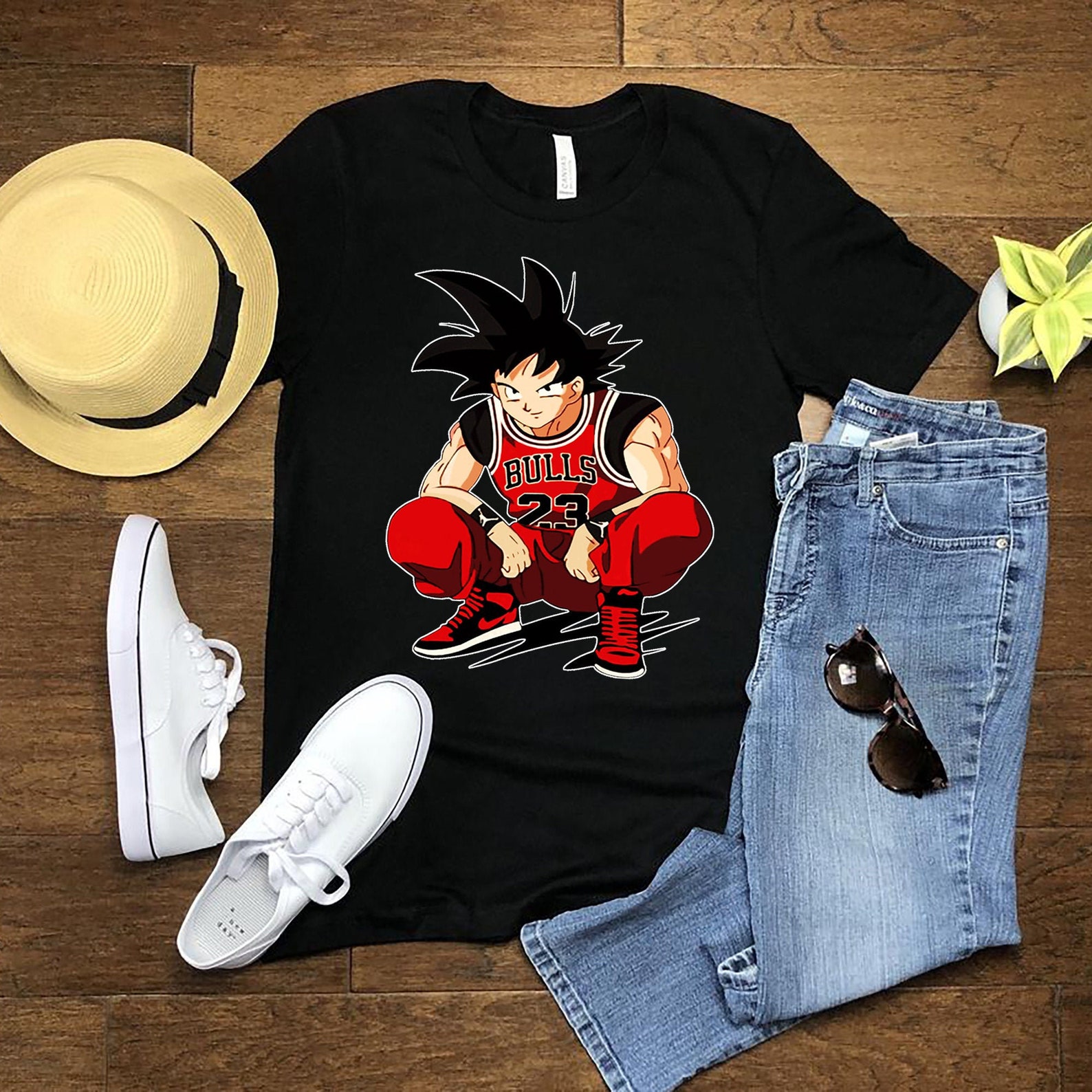 Dragon Ball Z Goku Wearing Jordans Art Oldskool Shirt