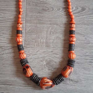 Hand made peruvian Tagua nut and coconut disc chunky necklace