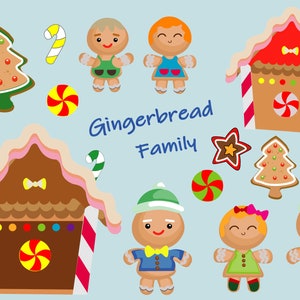 Rodzina z piernika i dom Clipart - Ciasteczka świąteczne w zimie Clipart - Okres świąteczny - Darmowy SVG na życzenie
