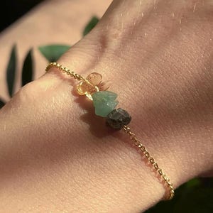 Wealth Aura / Raw citrine, pyrite & aventurine / Raw Gemstone bar delicate Bracelet / Anklet / Attracting wealth and abundance