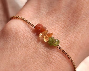 Leo Zodiac Bracelet: Raw Peridot, Sunstone & Citrine Gemstones