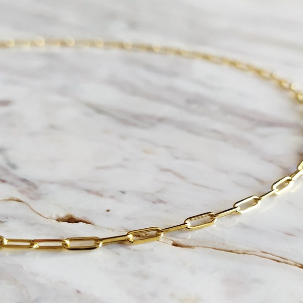 Celeste / Paperclip chain necklace / 14K gold vermeil / Layering choker Necklace / Minimalist gold chain