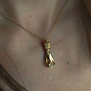 Helena / Victorian hand necklace / gold hand charm pendant / gold minimalist necklace
