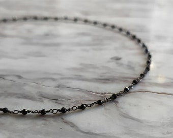 Acheron / Black Spinel chain necklace / Layering black choker / Black gemstone necklace / Dark goth jewelry