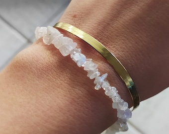 Moondust / Raw moonstone bracelet / June Birthstone / Gold beaded bracelet / delicate raw gemstone bracelet