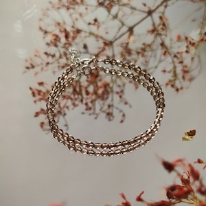 Earth / Delicate smokey quartz  bracelet / brown gemstone bracelet / Dainty Tiny Bracelet / Gemstone jewelry