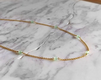 Aventurine Gemstone Necklace: Sterling Silver Dainty Necklace
