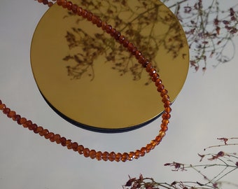 Orange Garnet Gemstone Necklace: 14K Gold Vermeil Dainty Choker