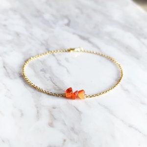 Astarte / Raw Carnelian bracelet / 14K gold vermeil / Gold Raw Gemstone Bracelet / Dainty Tiny Bracelet