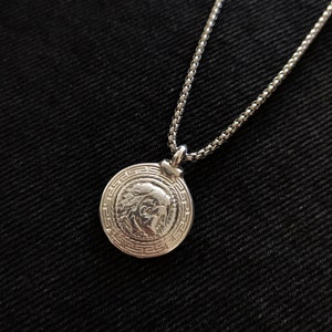 Alexander the great silver coin necklace for men / Gift for him / Ancient greek pendant / greek Mythology Jewelry