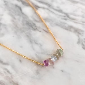 Raw Fluorite Necklace: 14K Gold Vermeil, Dainty Gemstone image 1