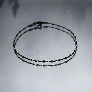 Eclipse / satellite chain bracelet / layering black chain / minimalist dark goth jewelry