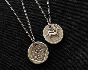 Ancient greek silver coin necklace for men / Gift for him / Dionysos God of Wine pendant / greek Mythology Jewelry / gift for him