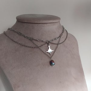 Astryn / Fantasy Star&drop choker necklace / Gothic alternative jewelry / streetwear waterproof necklace / stainless steel