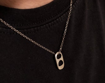 Soda tab necklace for men / rhodium filled pendant / sterling silver chain / Gift for him