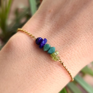 Panna / Bransoletka z surowego peridotu, kamienia słonecznego i cytrynu / Bransoletka z surowego kamienia szlachetnego / Bransoletka na kostkę / Bransoletka ze znakiem zodiaku astrologicznego / Powodzenia