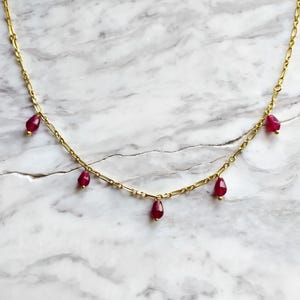 Persephone / pomegranate seed necklace / burgundy garnet gemstone drop necklace / beaded necklace