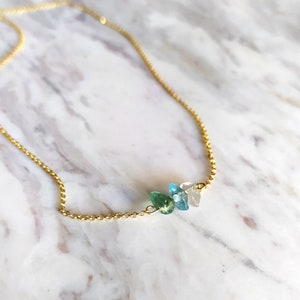 Calypso necklace / Raw Apatite necklace / 14K gold vermeil delicate chain / Raw Gemstone necklace / Dainty Tiny necklace