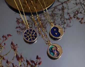 Gold Vermeil Celestial Necklace: Abalone or North Star Charm