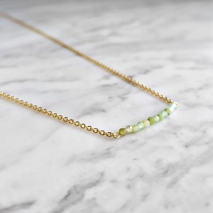 Waterlily / delicate chrysoprase gemstone necklace / sterling silver / Dainty green gemstone necklace / May birthstone