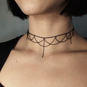 Lilith / Black chain choker / minimalist dark jewelry / Gothic statement choker / victorian witchy necklace