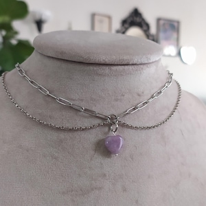 Nyx Dream / Purple Heart choker necklace / Gothic alternative jewelry / streetwear waterproof necklace / 90s stainless steel choker