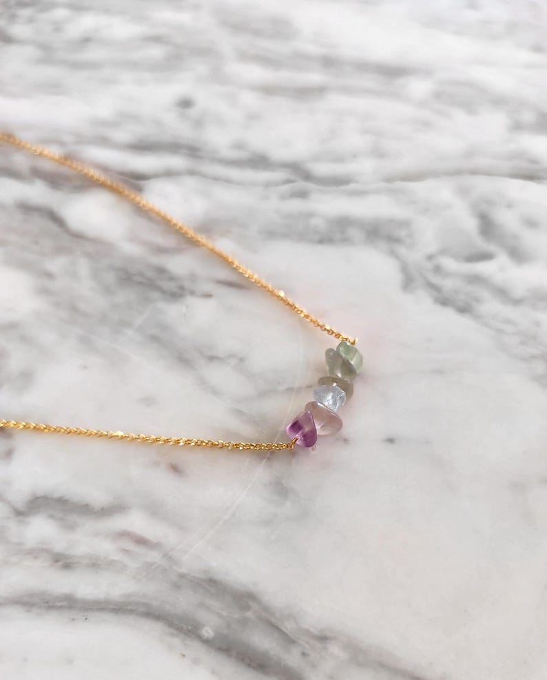 Raw Fluorite Necklace: 14K Gold Vermeil, Dainty Gemstone image 2
