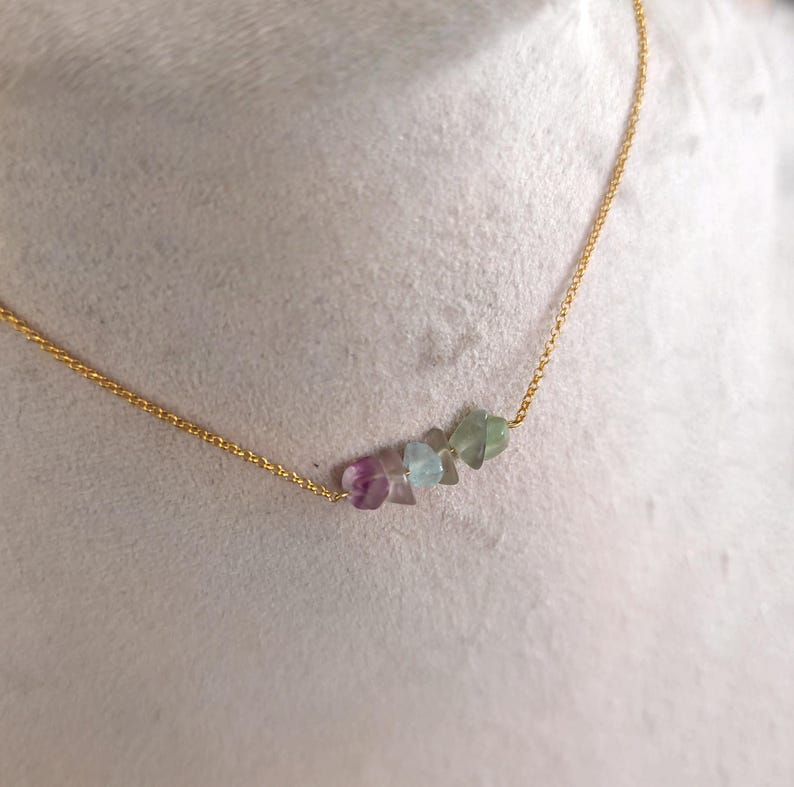 Raw Fluorite Necklace: 14K Gold Vermeil, Dainty Gemstone image 5