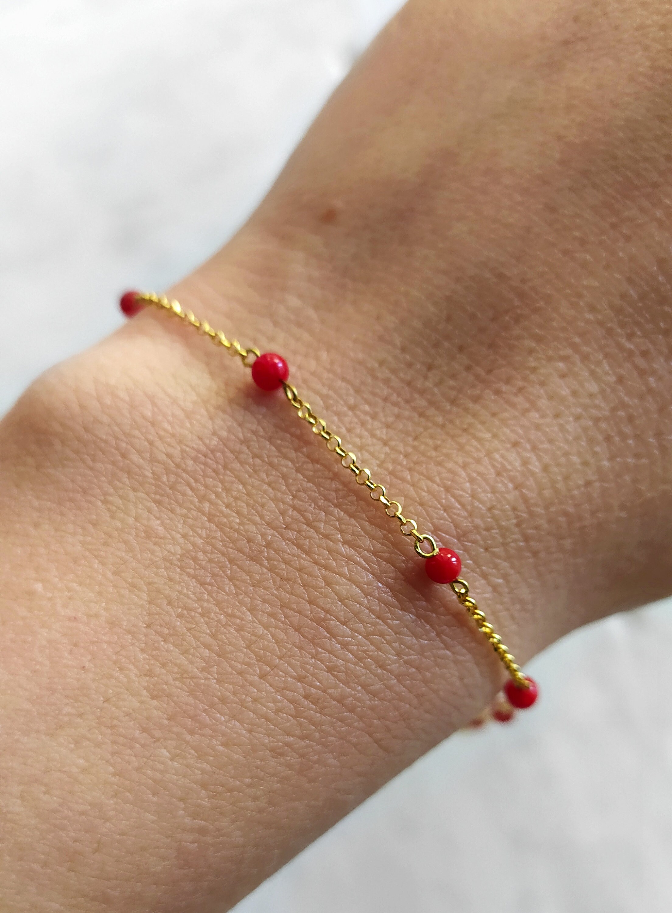 Red coral bracelet gold deals