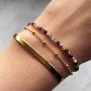 Woodland / Watermelon tourmaline dainty bracelet / Delicate Gemstone Bracelet