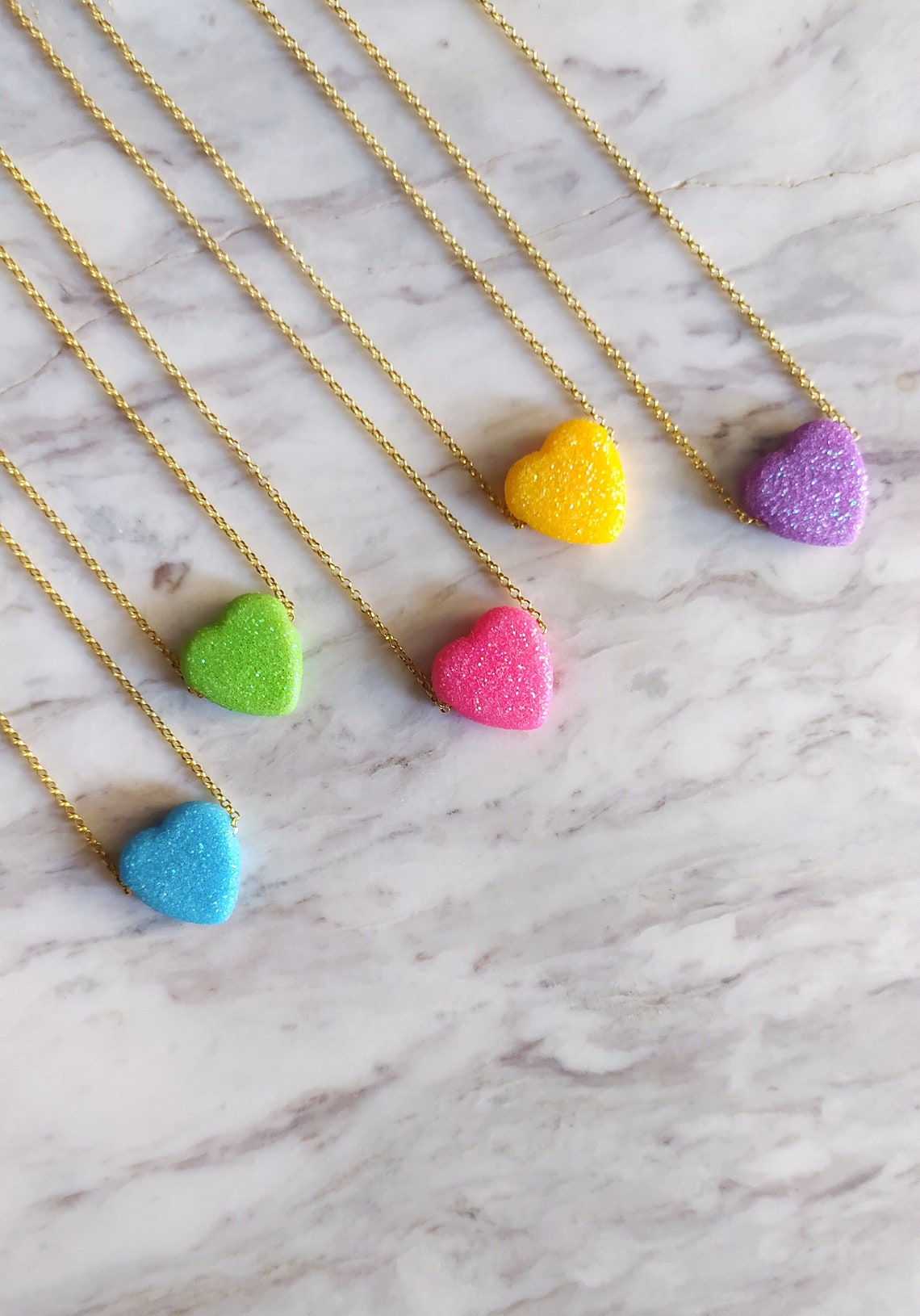 Sugar Coated / Glitter Heart Necklace / Kawaii Heart Pendant / Etsy