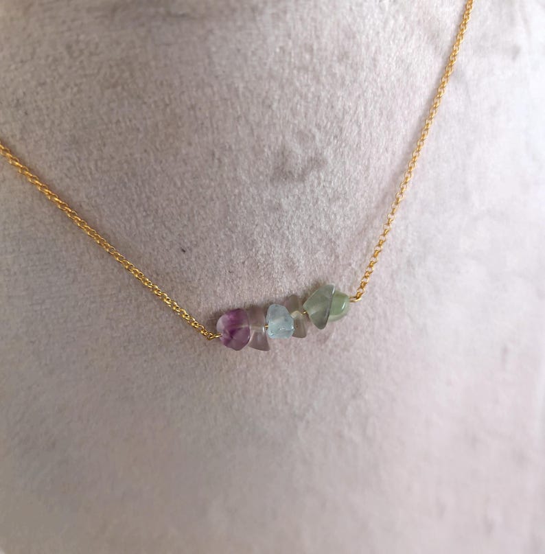 Raw Fluorite Necklace: 14K Gold Vermeil, Dainty Gemstone image 7