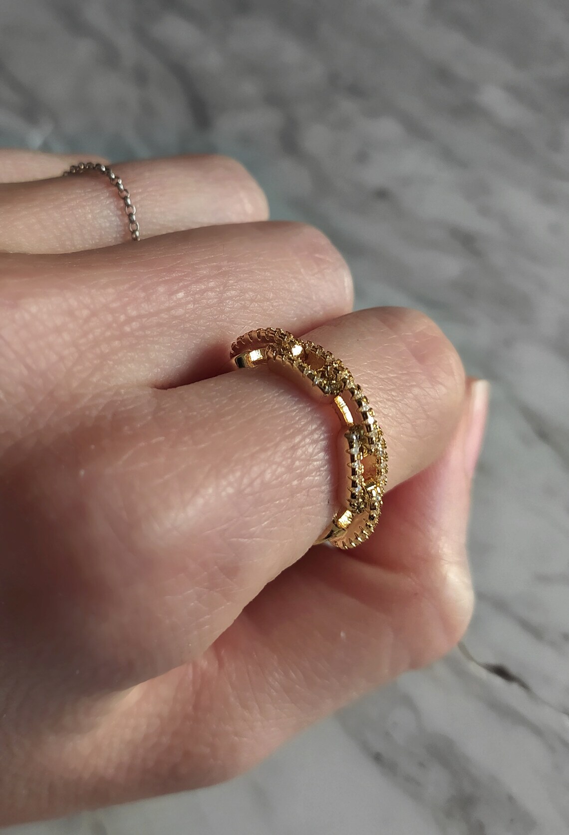 Bel Air / Gold Chunky Chain Ring / Adjustable Statement Ring / | Etsy