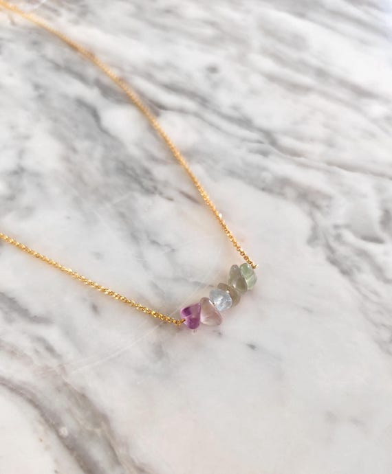 Raw Fluorite Necklace: 14K Gold Vermeil, Dainty Gemstone