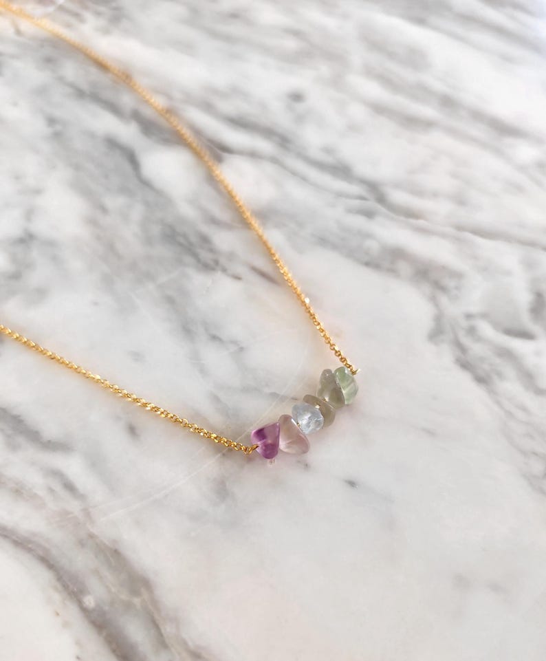 Raw Fluorite Necklace: 14K Gold Vermeil, Dainty Gemstone image 1
