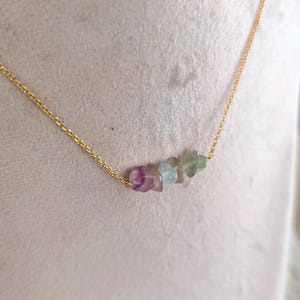 Raw Fluorite Necklace: 14K Gold Vermeil, Dainty Gemstone image 6