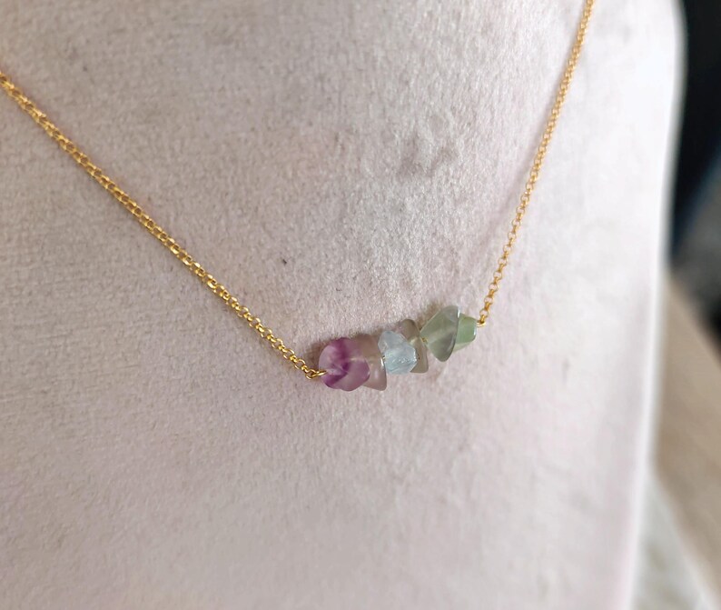 Raw Fluorite Necklace: 14K Gold Vermeil, Dainty Gemstone image 6